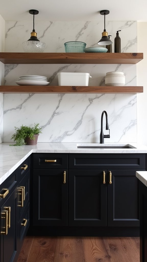 sophisticated black and marble