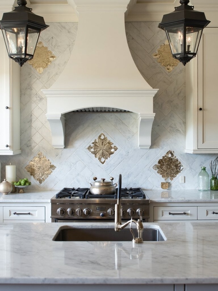 sophisticated farmhouse marble mirror visual depth