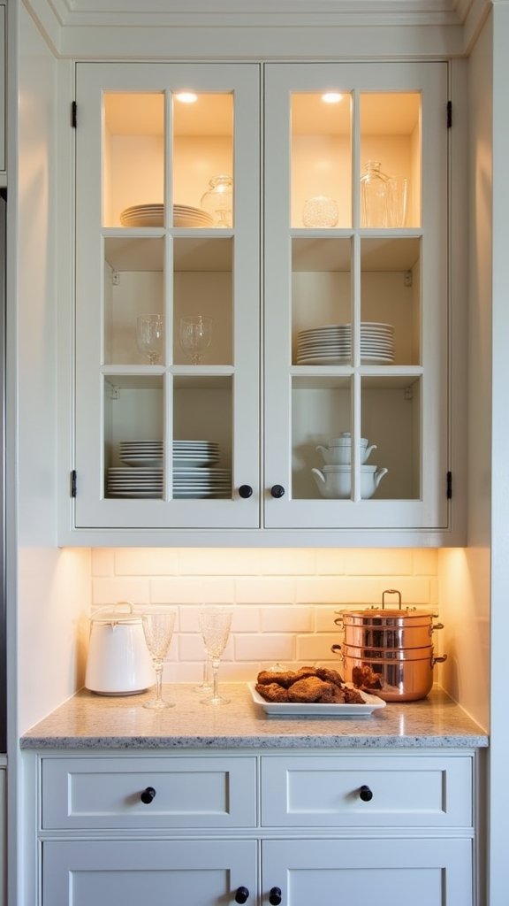 sophisticated glass front cabinets