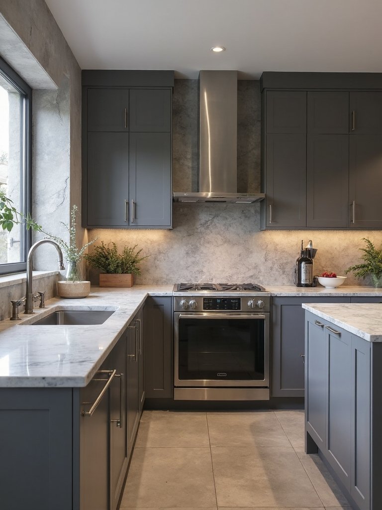 sophisticated grey kitchen design