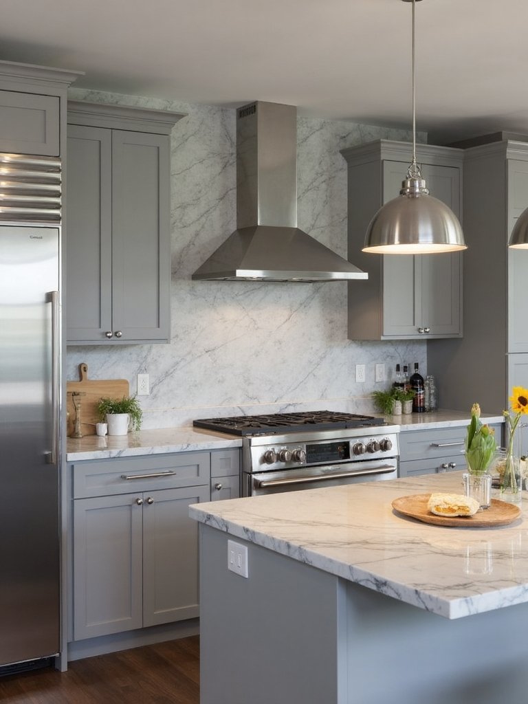 sophisticated grey kitchen lighting