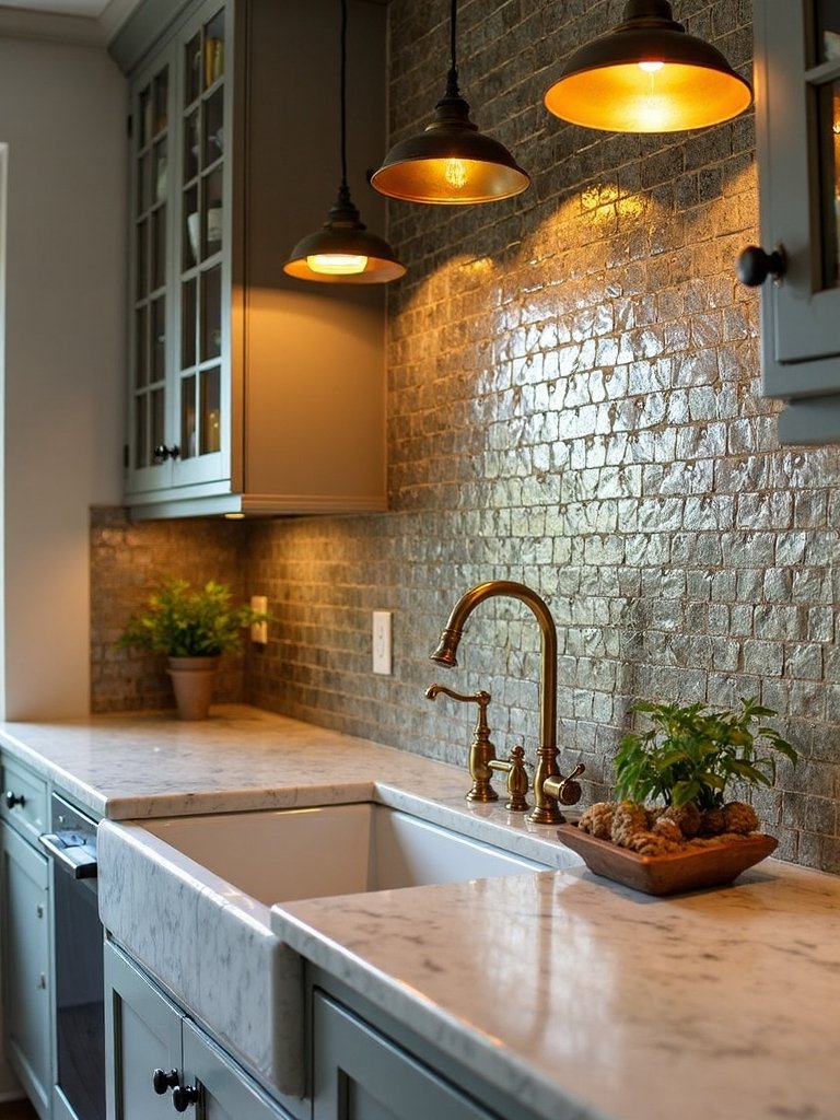 sophisticated kitchen backsplash reflection enhancement