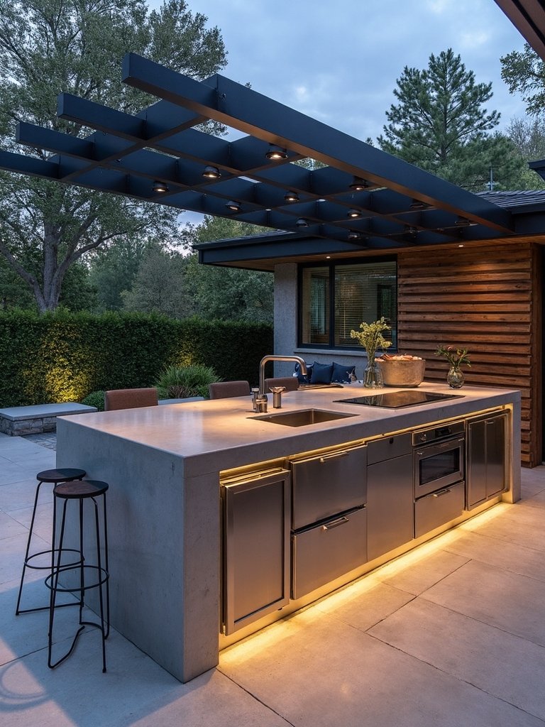 sophisticated modern outdoor kitchens