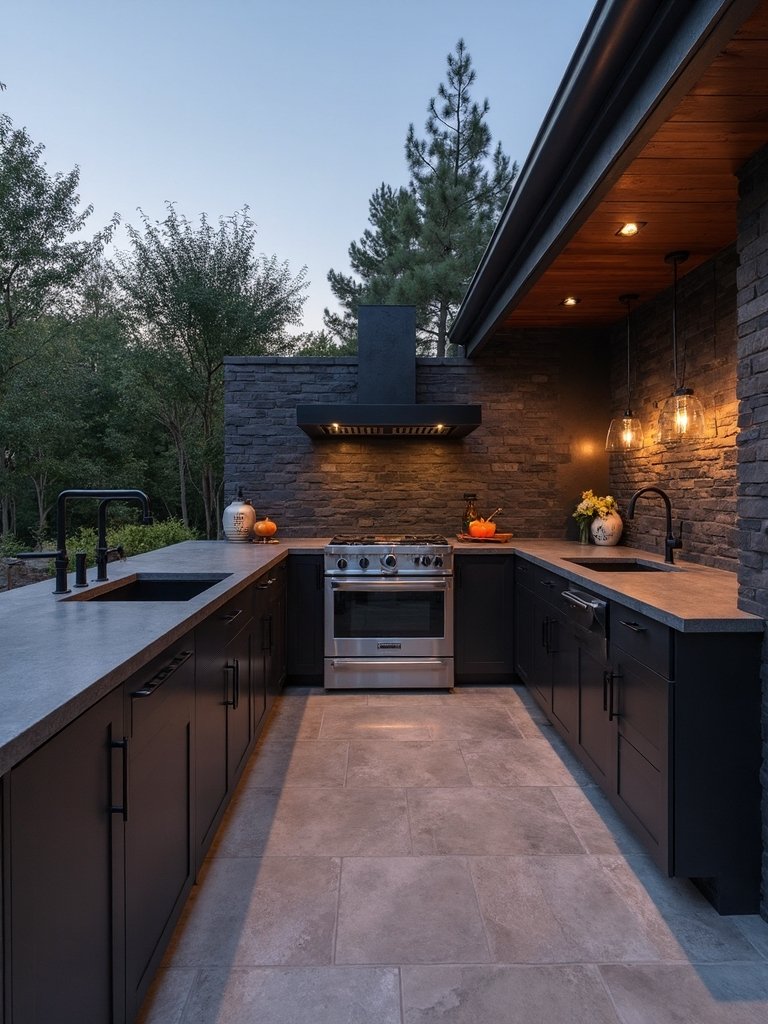 sophisticated monochromatic outdoor design