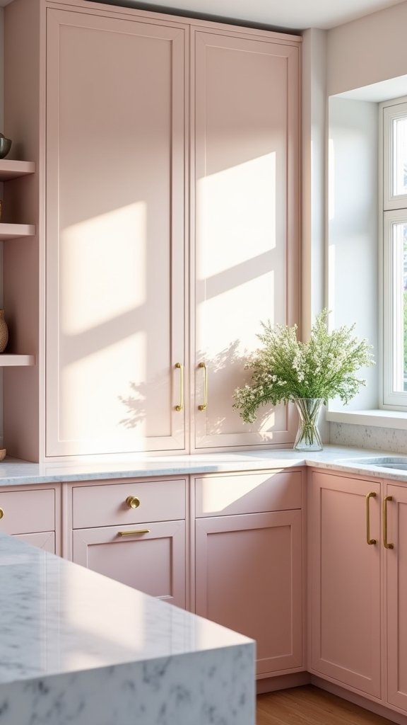 sophisticated pink kitchen design