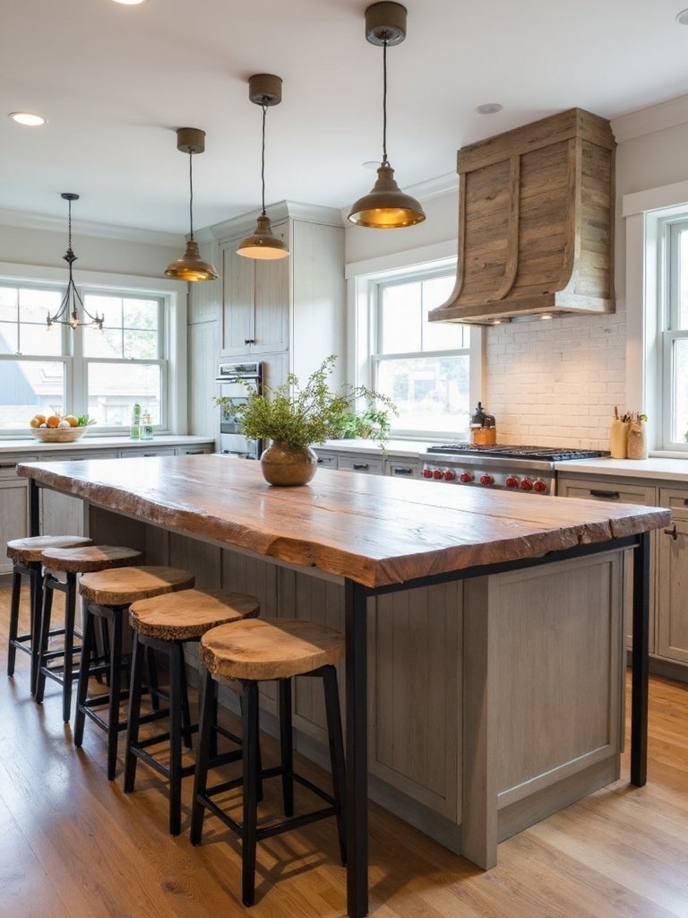 sophisticated rustic kitchen island seating