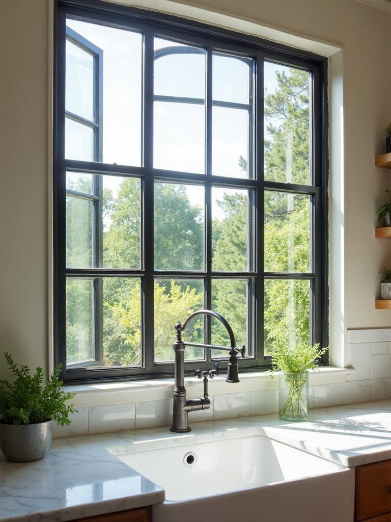 sophisticated rustic kitchen statement windows