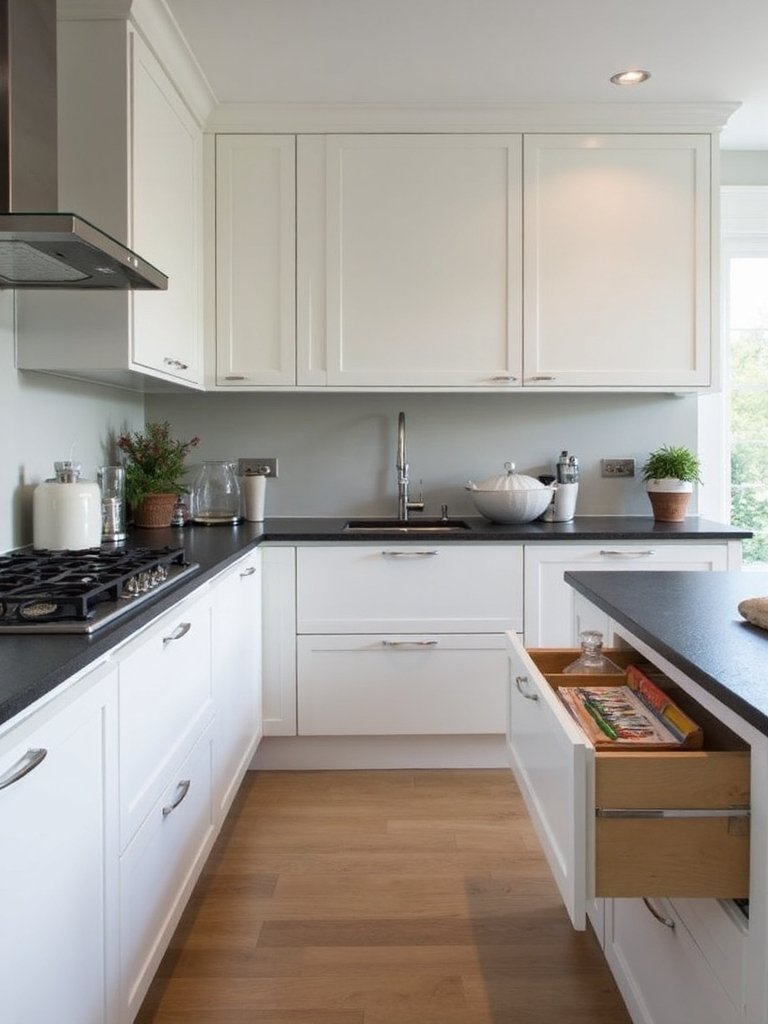 space saving peninsula hidden storage