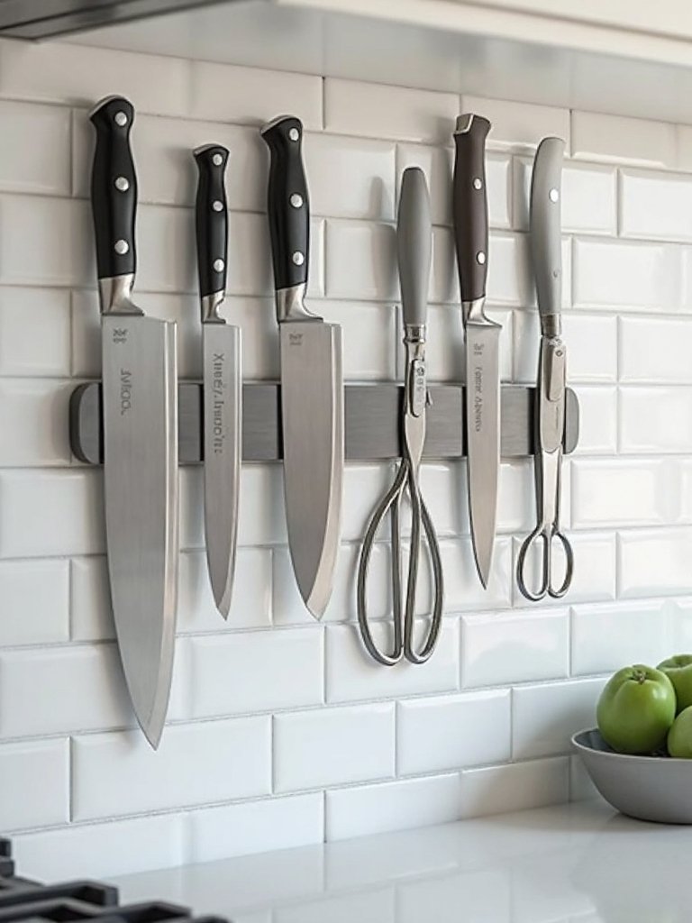 space savvy magnetic knife storage