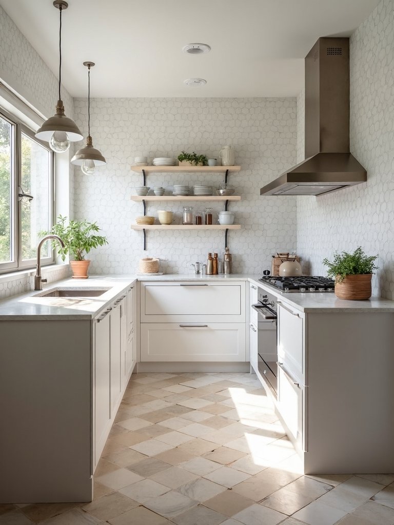 strategically geometric patterns transform open kitchens