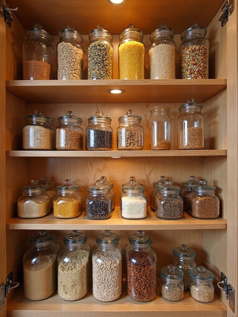 streamlined pantry organization with glass jars