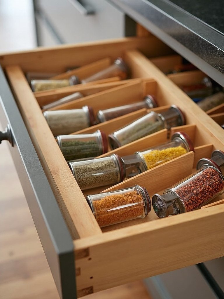 streamlined spice drawer organization system