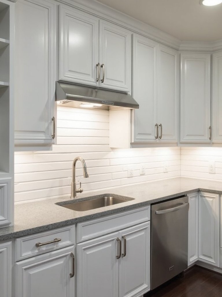 striking diagonal wood backsplash installation