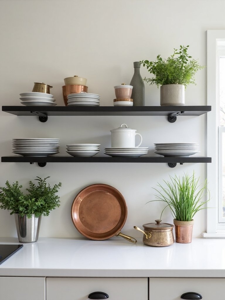 stylish functional open shelving
