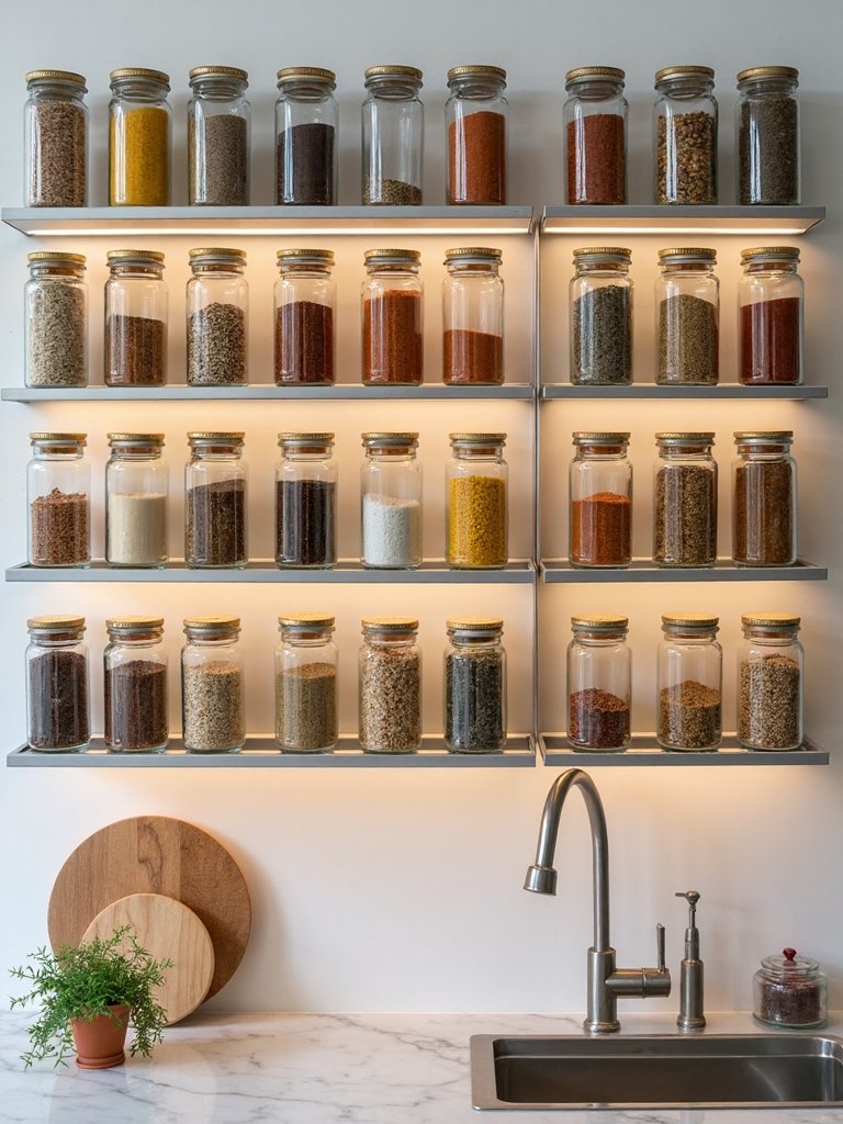 stylish functional spice wall display