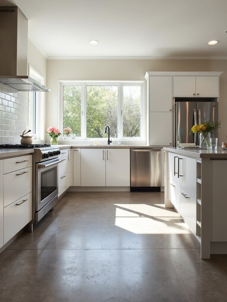 stylish grey kitchen flooring