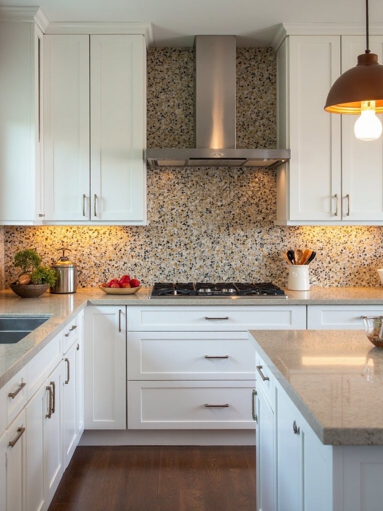 sustainable terrazzo kitchen backsplash