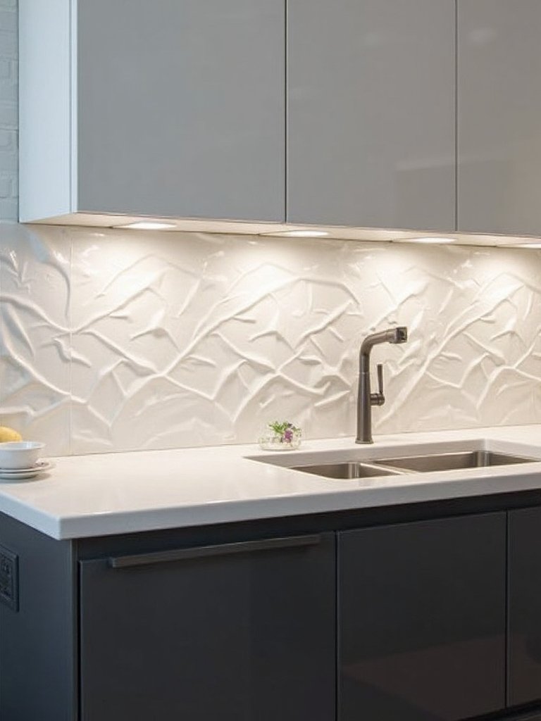 textured ceramic backsplash design