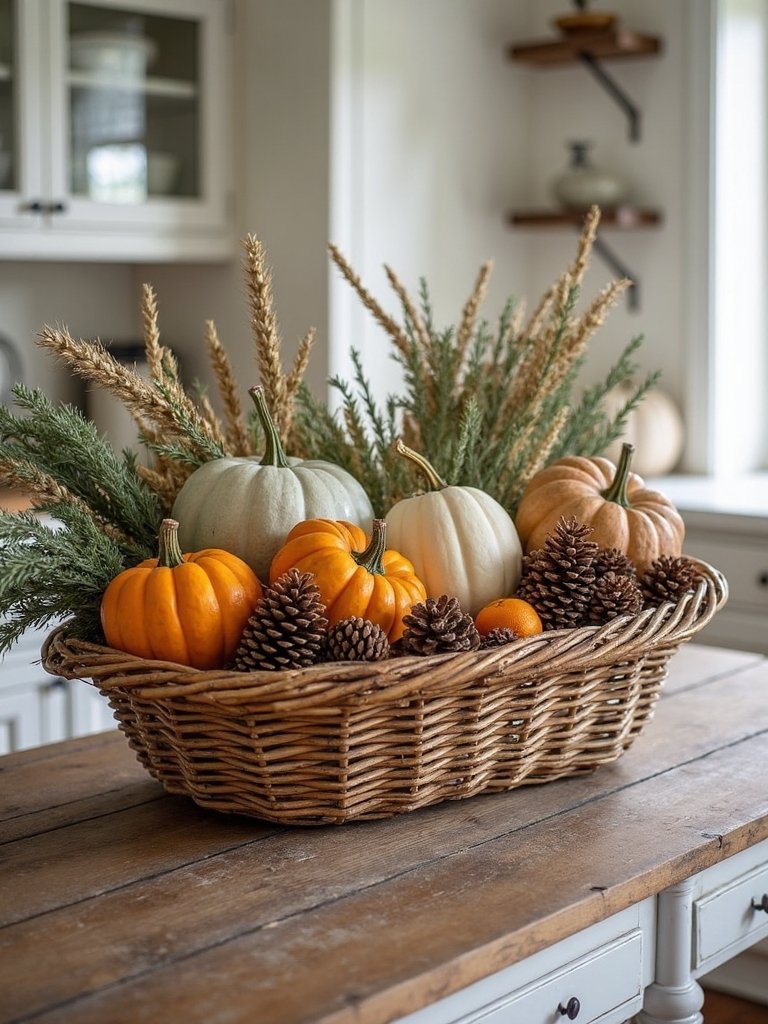 textured woven basket seasonal display