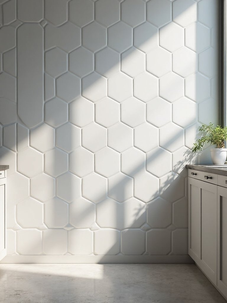 three dimensional textured kitchen walls