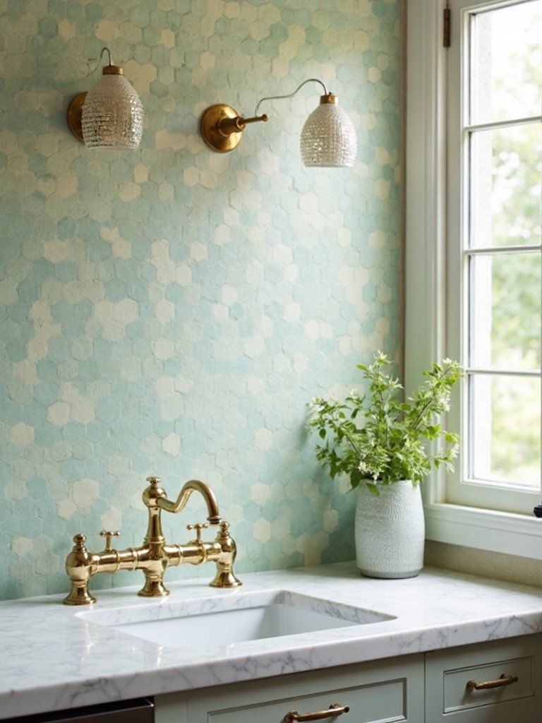 timeless geometric hexagon backsplash charm