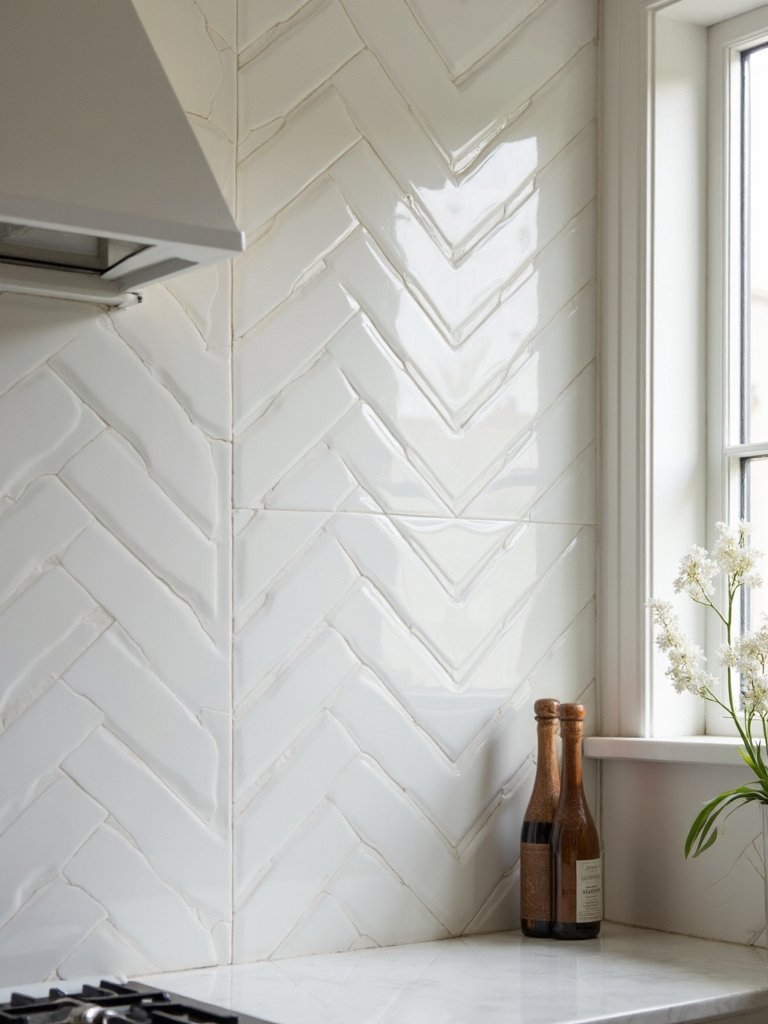 timeless herringbone kitchen backsplash tiles