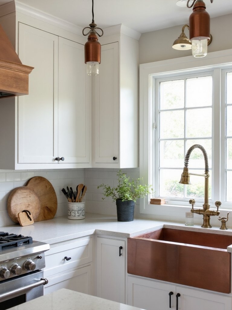 timeless metallic farmhouse kitchen accents
