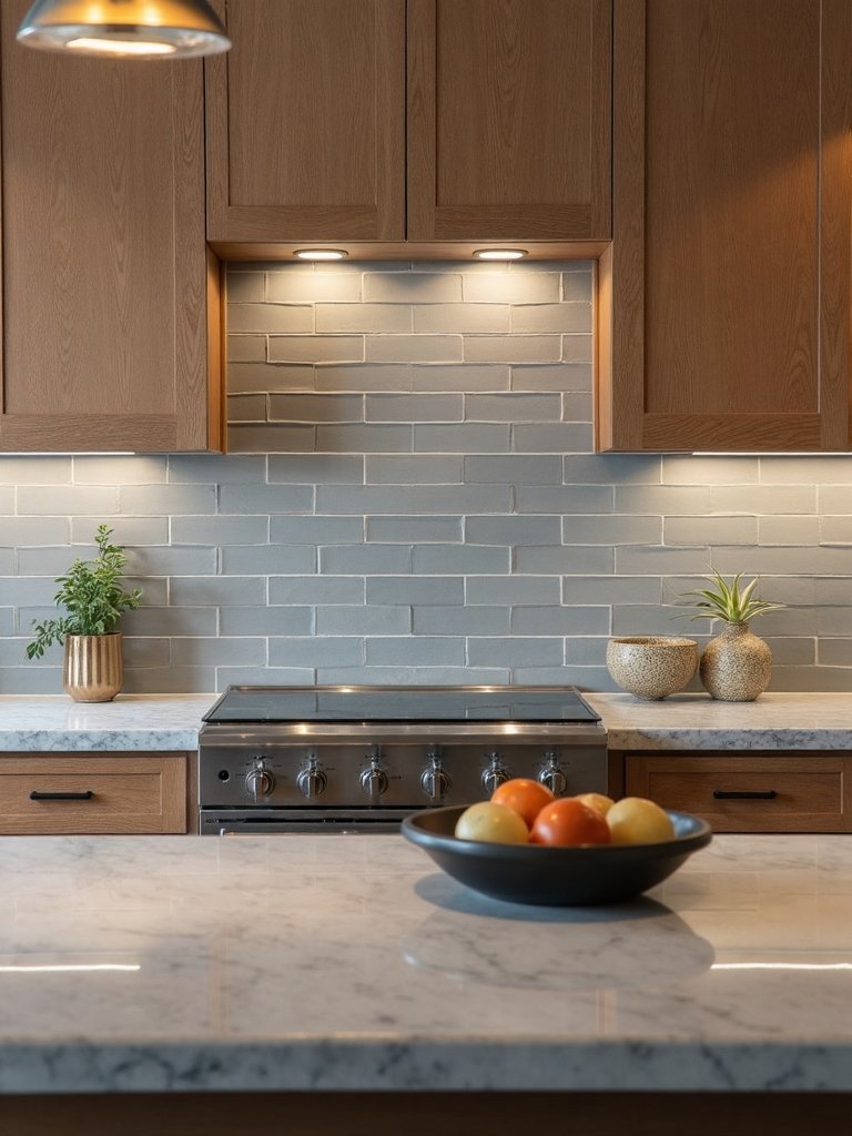 timeless natural wood gray quartz kitchen