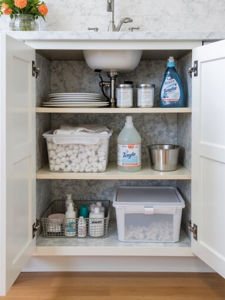 transform under sink surface with paper