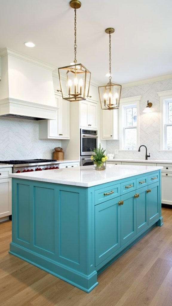 turquoise kitchen island centerpiece