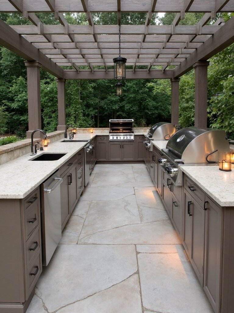 two island outdoor kitchen design