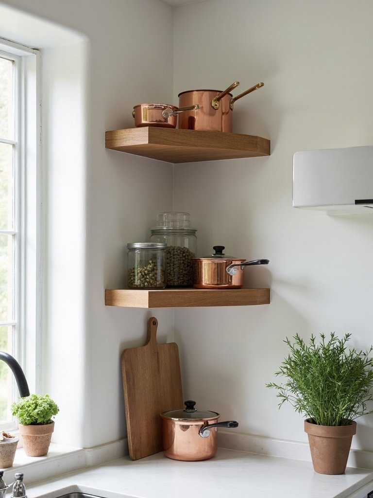 utilizing corner wall shelving efficiently