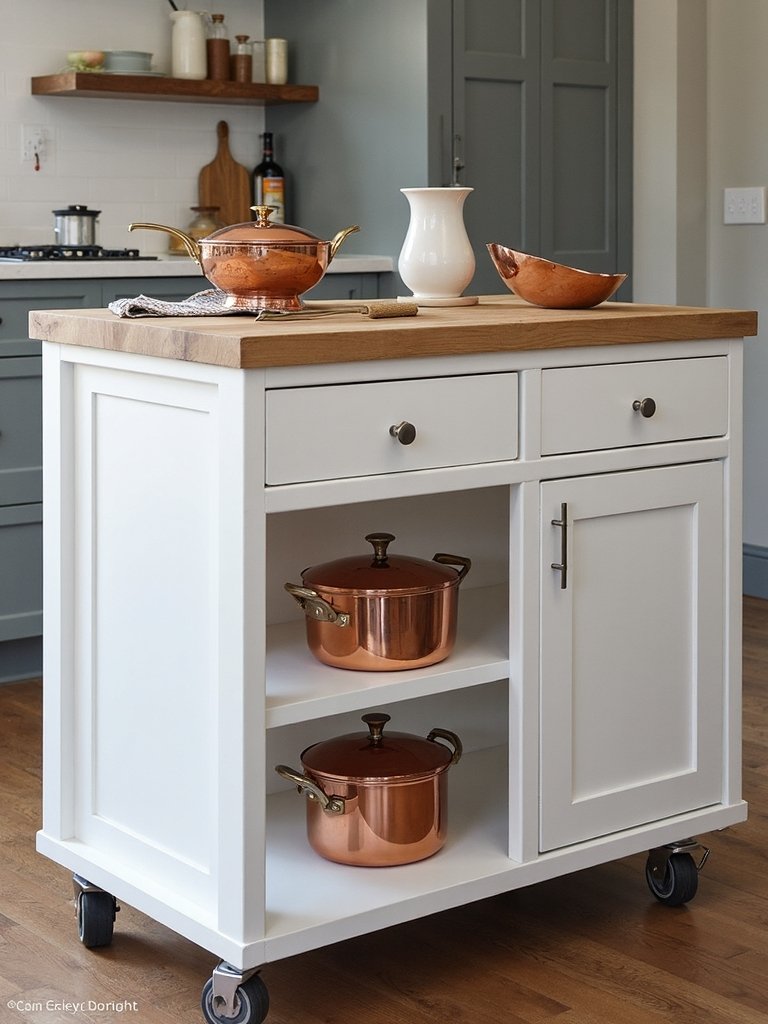 versatile compact functional custom rolling island