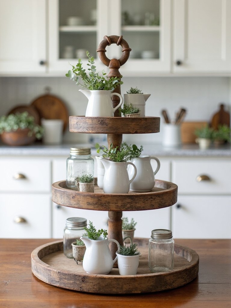 versatile farmhouse style tiered tray display