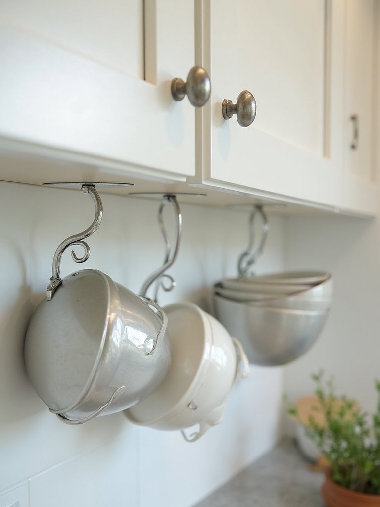 vertical bowl storage under shelves