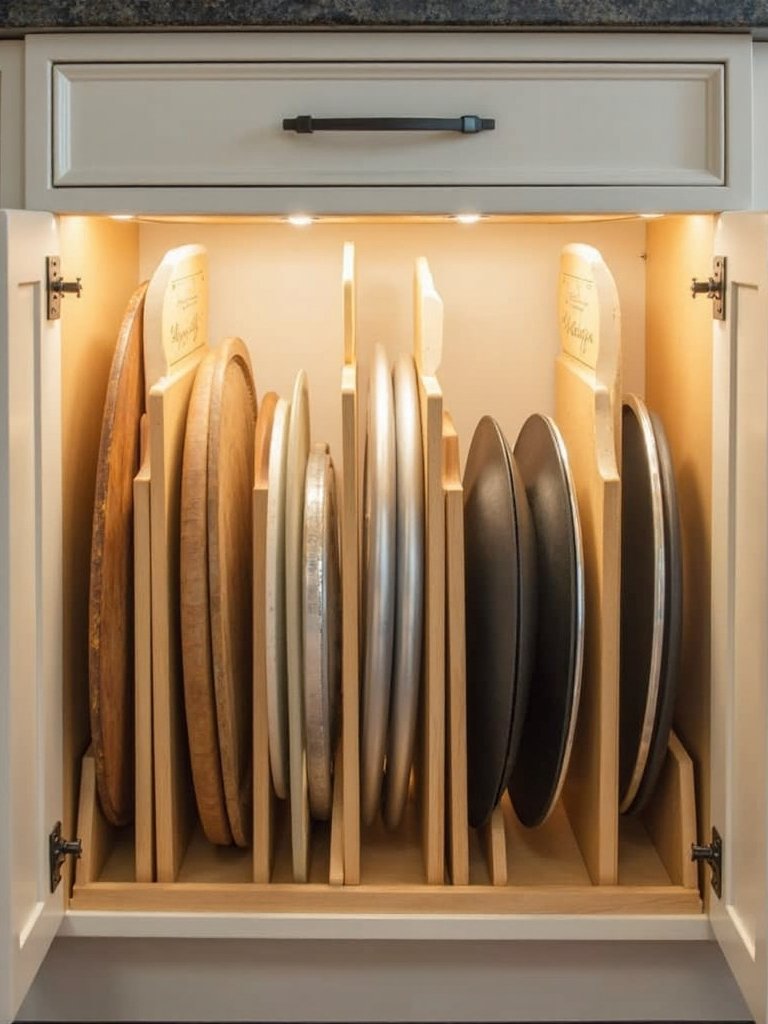 vertical organizing maximizes kitchen storage