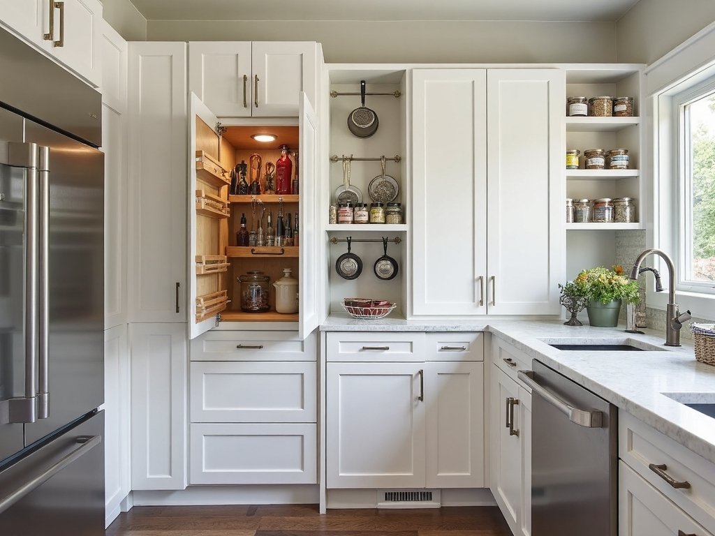 vertical storage maximizes compact kitchen space