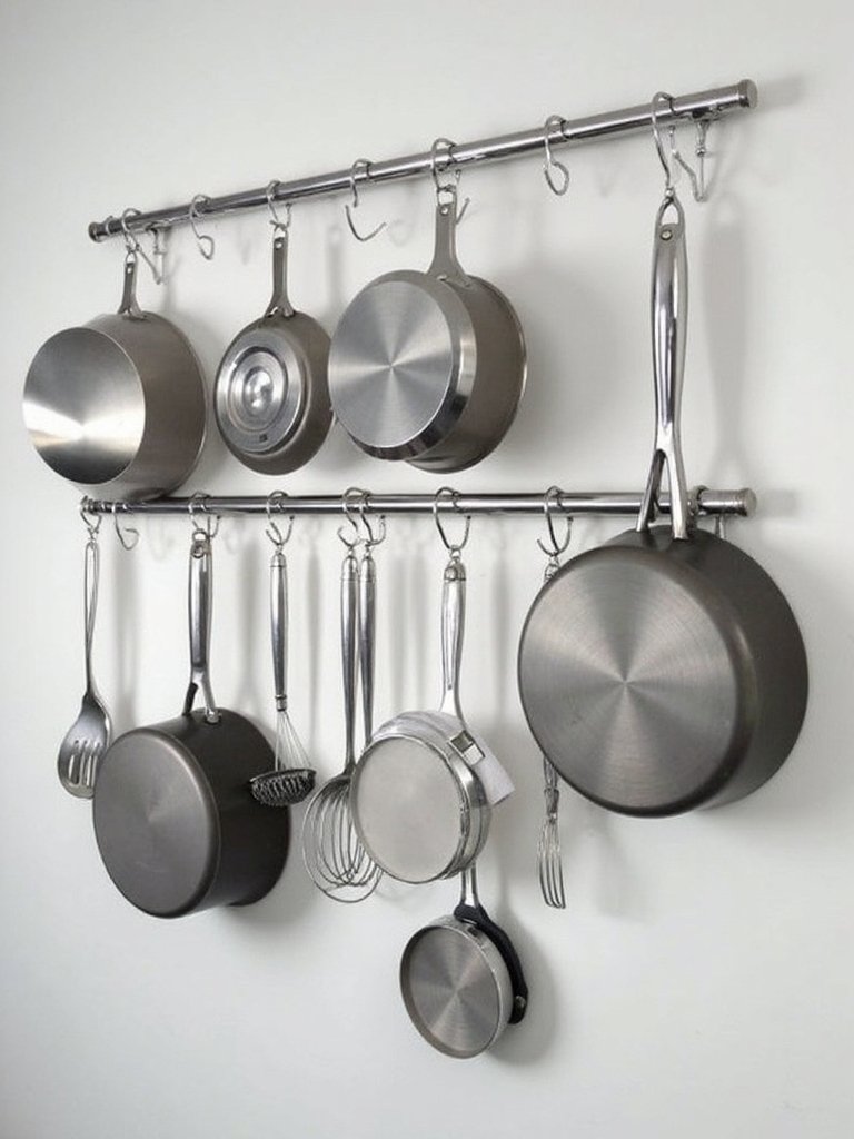 vertical wall storage maximizes kitchen space