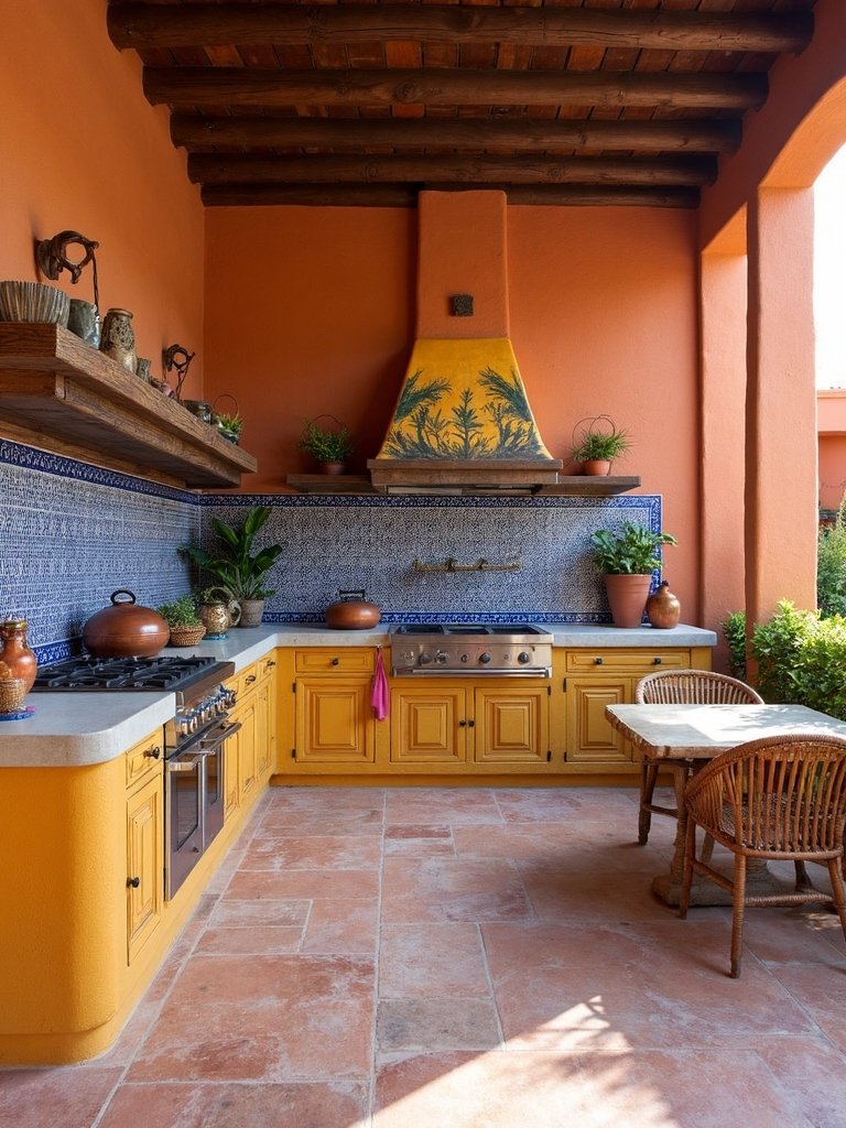 vibrant mexican outdoor kitchen