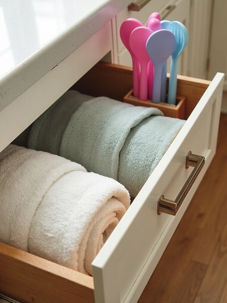 visible uniform efficient kitchen drawer organization