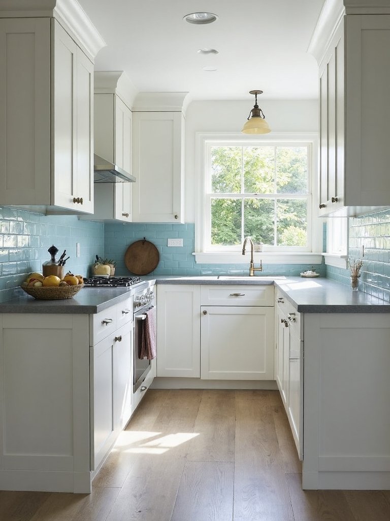 visually expand galley kitchen spaces
