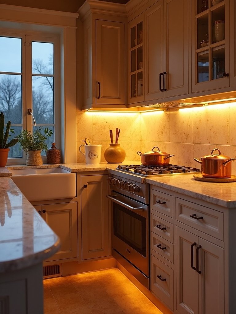warm inviting energy efficient kitchen lighting