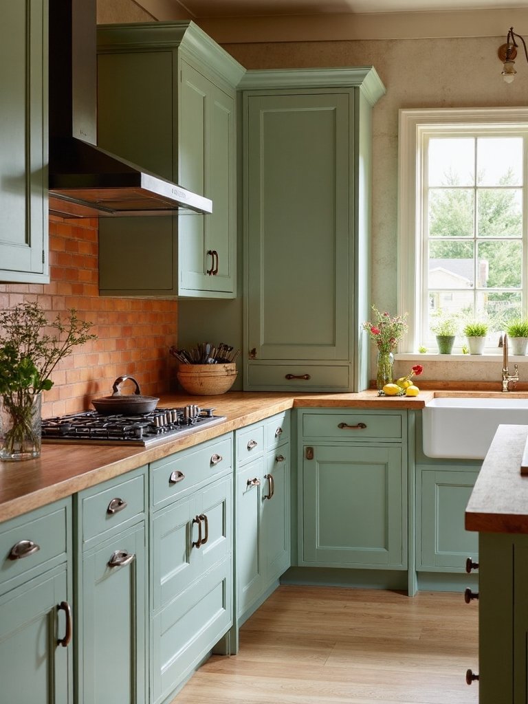 warm natural rustic kitchen cabinets