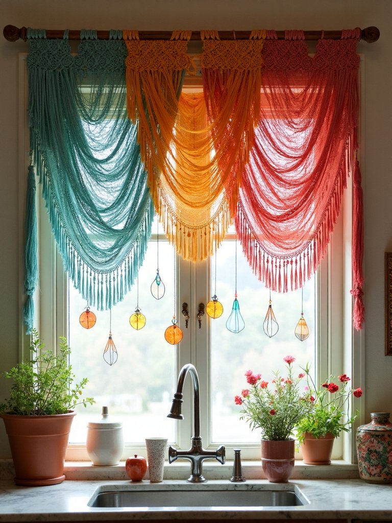 warm textured bohemian window treatments