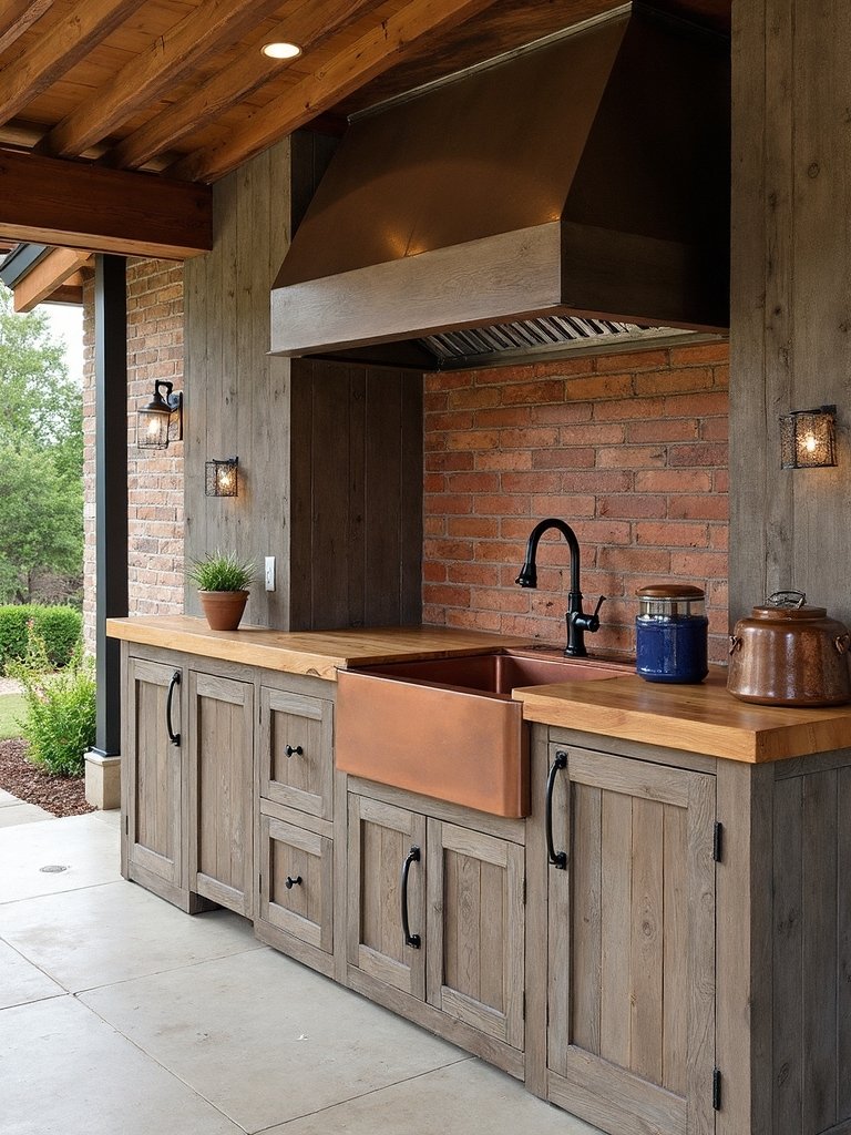 weathered rustic outdoor kitchen charm