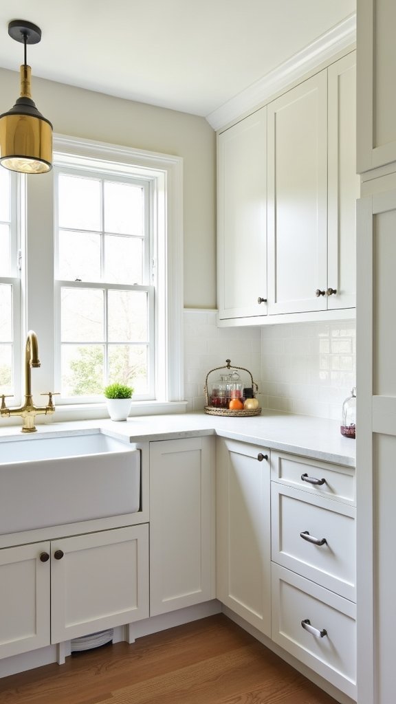 white cabinets brass elegance
