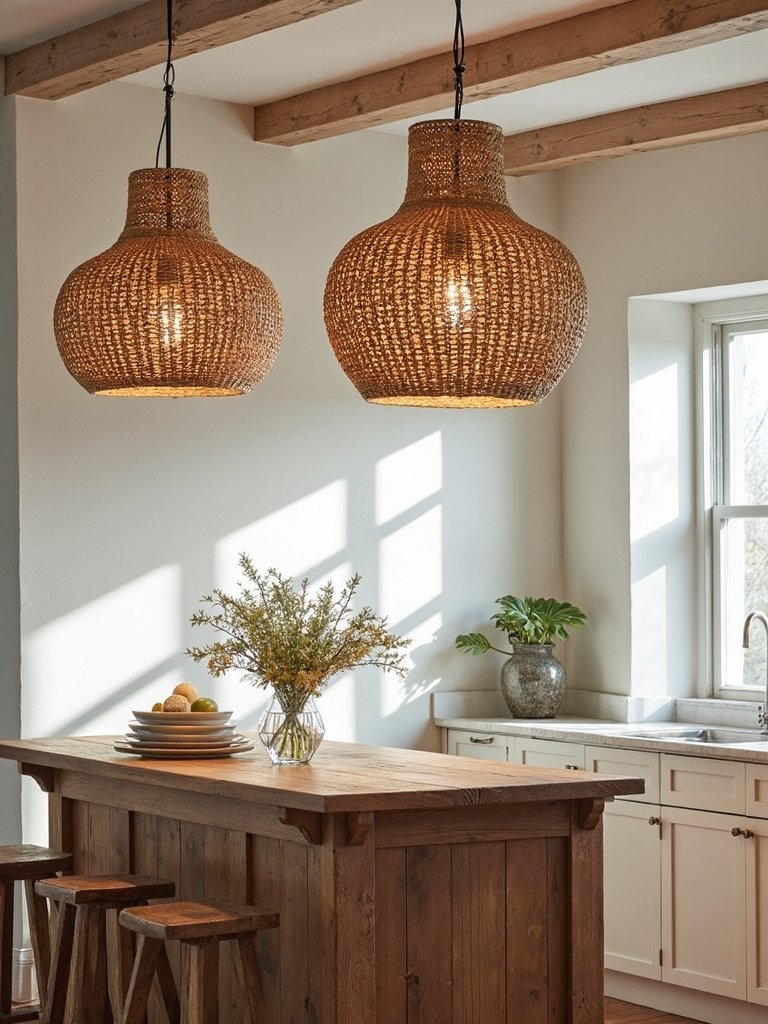 woven bamboo elegantly illuminates bohemian spaces