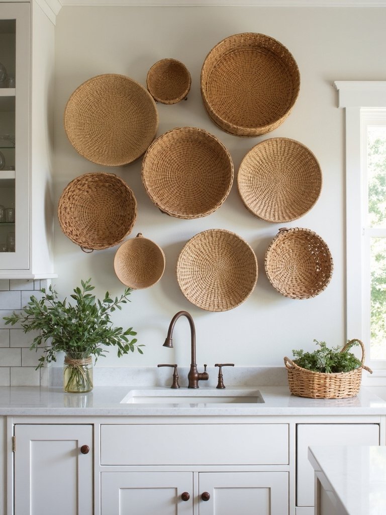 woven basket wall display