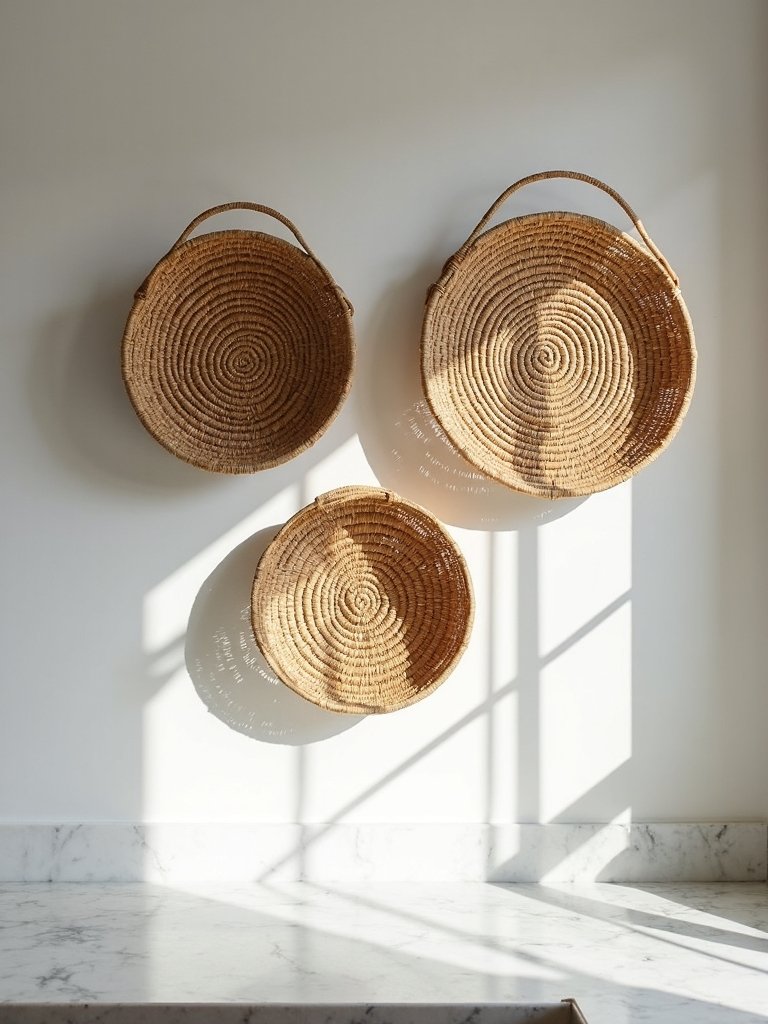 woven baskets enhance decor