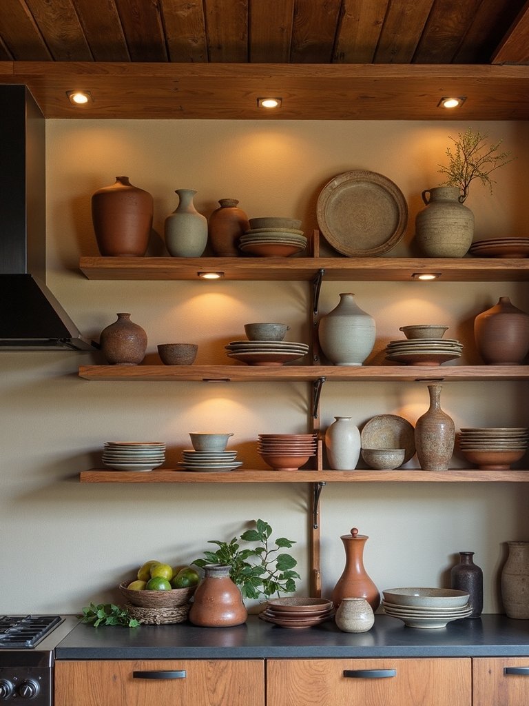 artistic handcrafted ceramic kitchen display